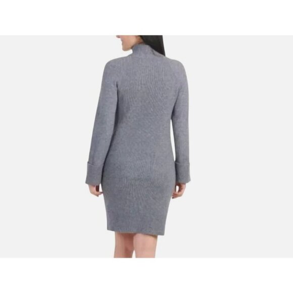 NEW Hilary Radley Womens Size M Grey Ribbed Knit Mini Sweater Dress Gray - Picture 2 of 12